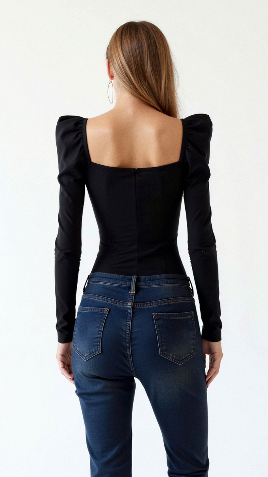 Isla Sweetheart Puff‑Sleeve Bodysuit - Black Thesis