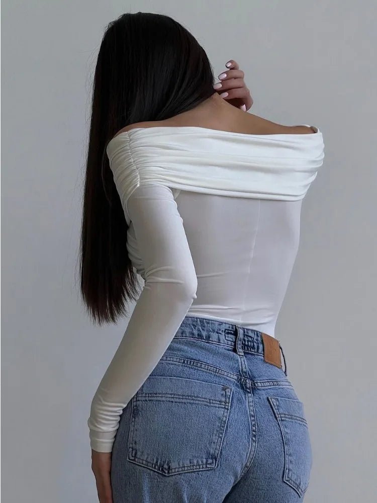 Maya Off‑Shoulder Wrap Long Sleeve Top - Black Thesis