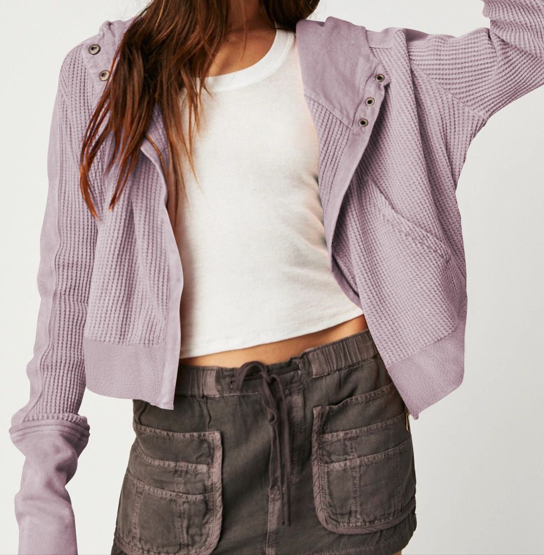 Mesa Textured Waffle‑Knit Zip Hoodie - Black Thesis