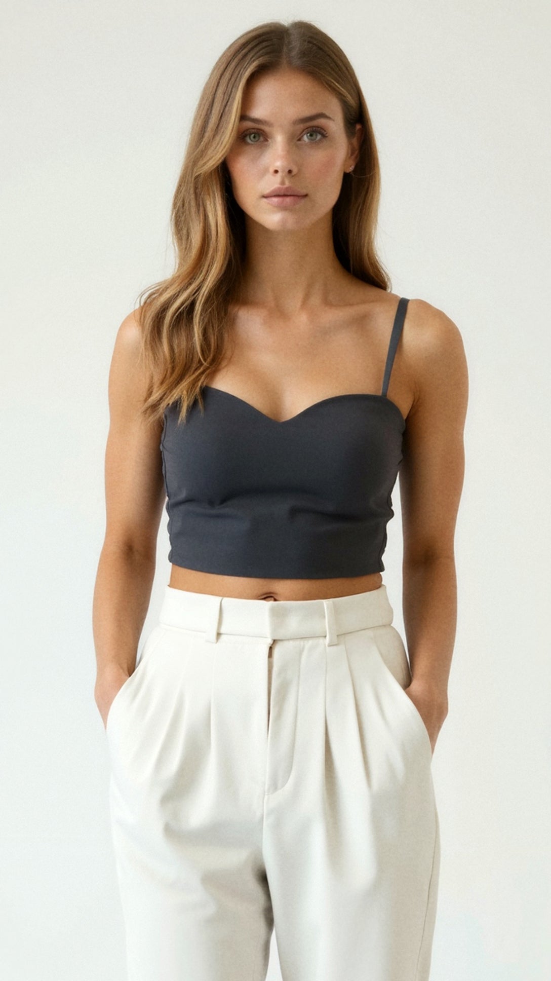 Mila Sweetheart Fitted Crop Top - Black Thesis