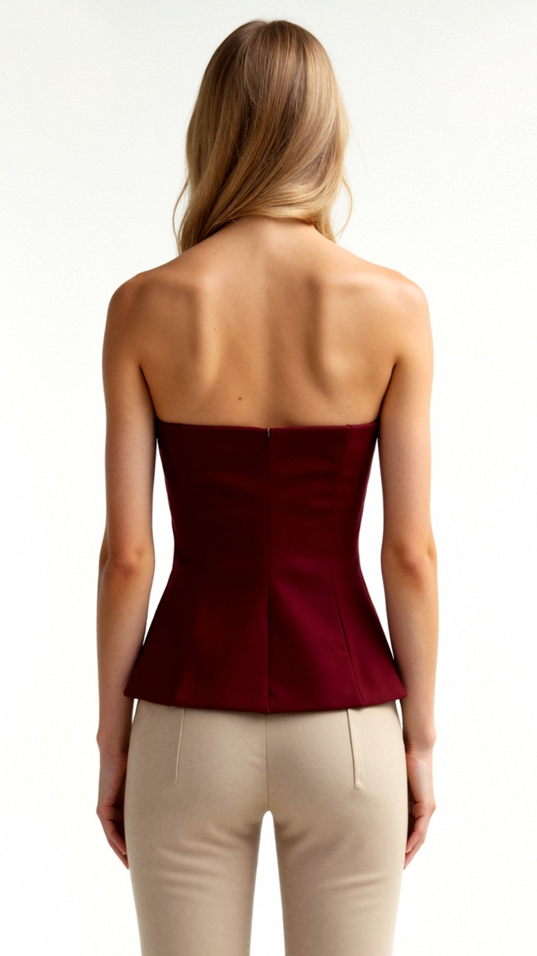 Muse Structured Strapless Peplum Top - Black Thesis