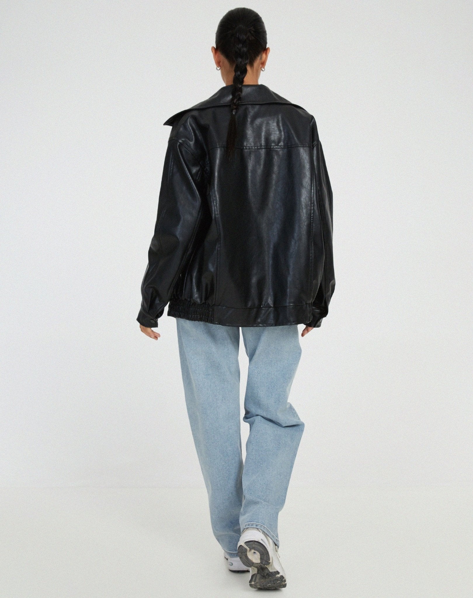Oversized Leather Bomber Jacket - Black Thesis
