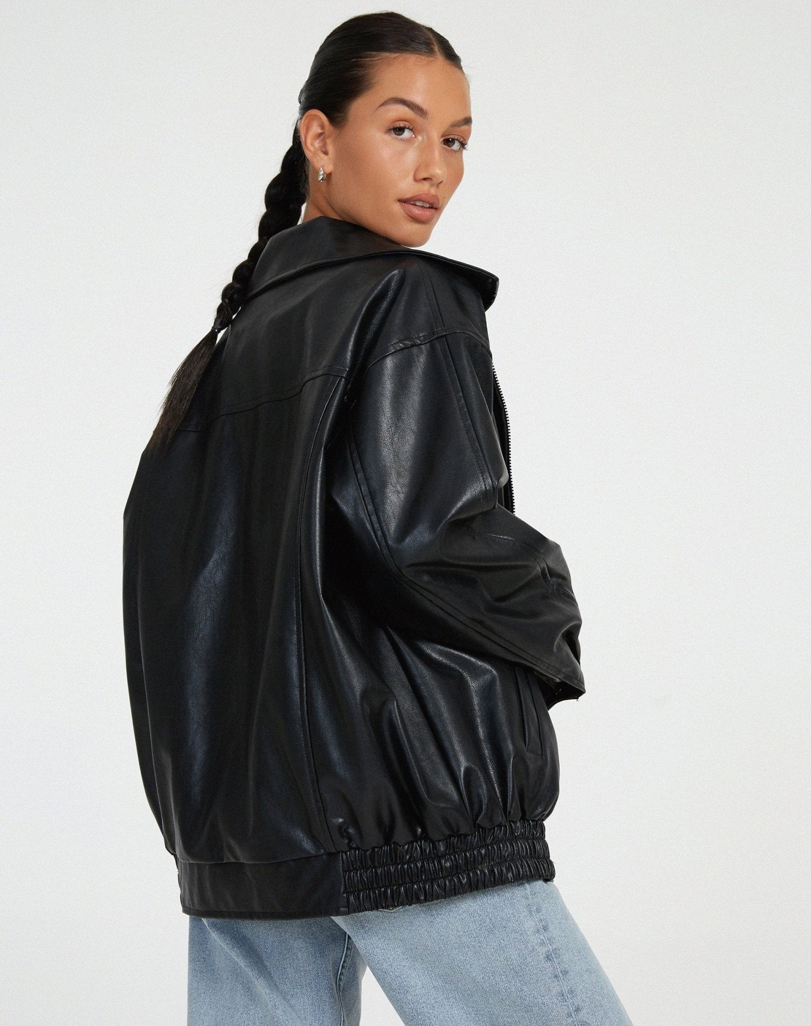 Oversized Leather Bomber Jacket - Black Thesis