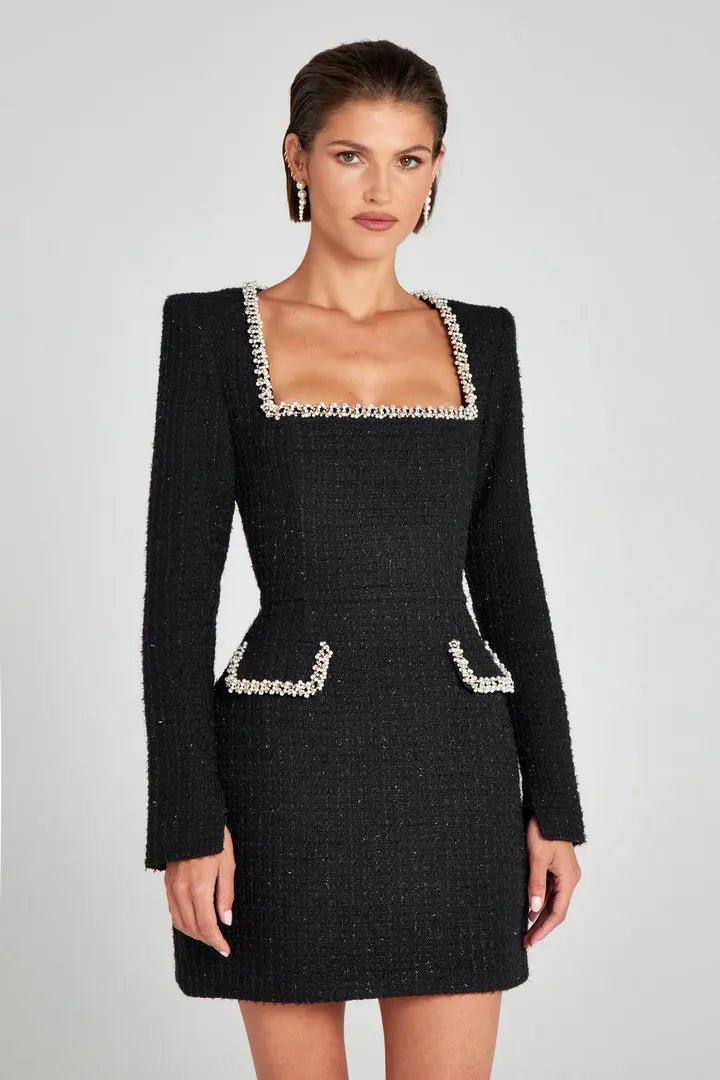 Paris Tweed Structured Mini Dress - Black Thesis