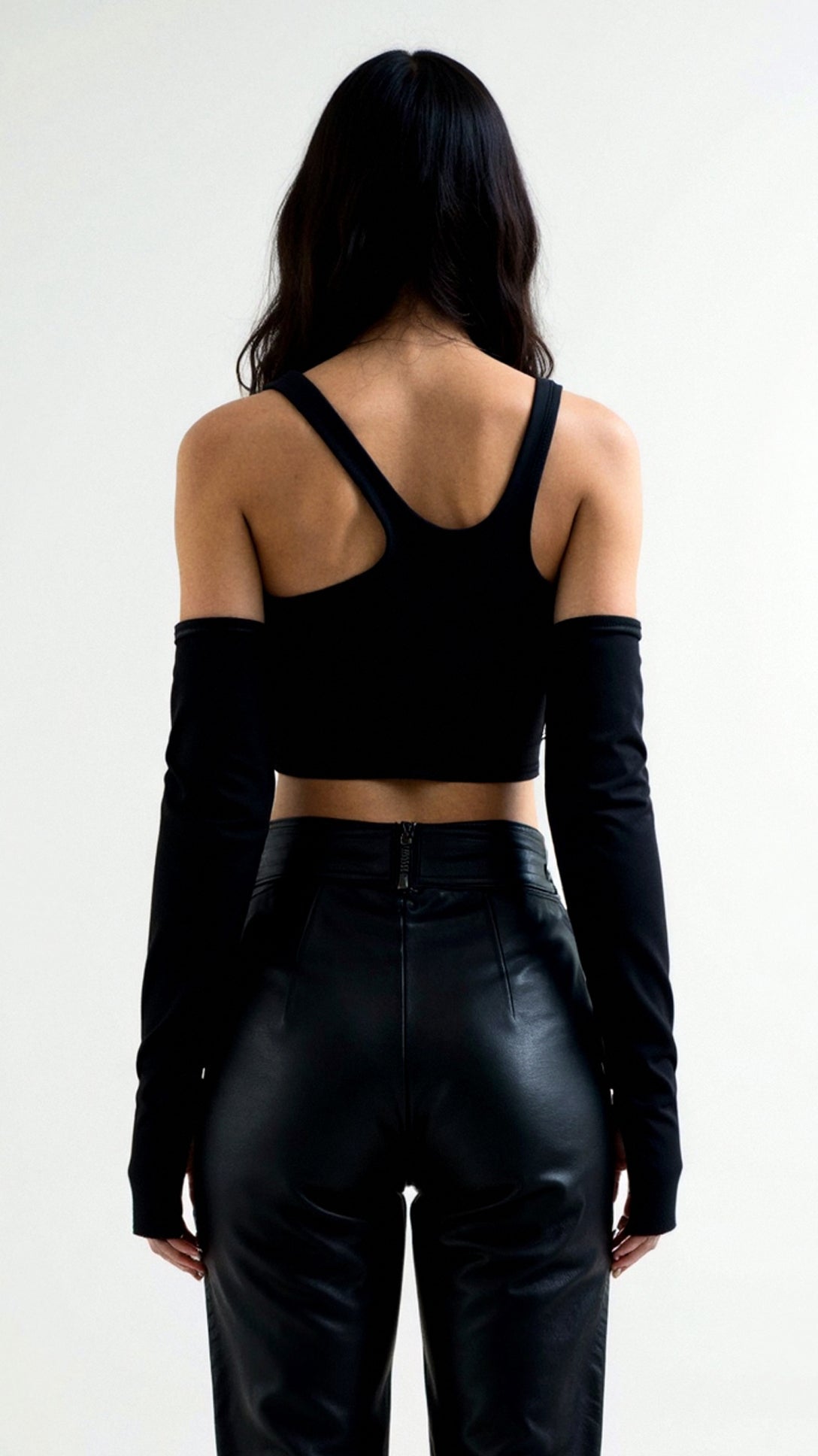 Aria Cutout Sleeve Crop Top - Black Thesis