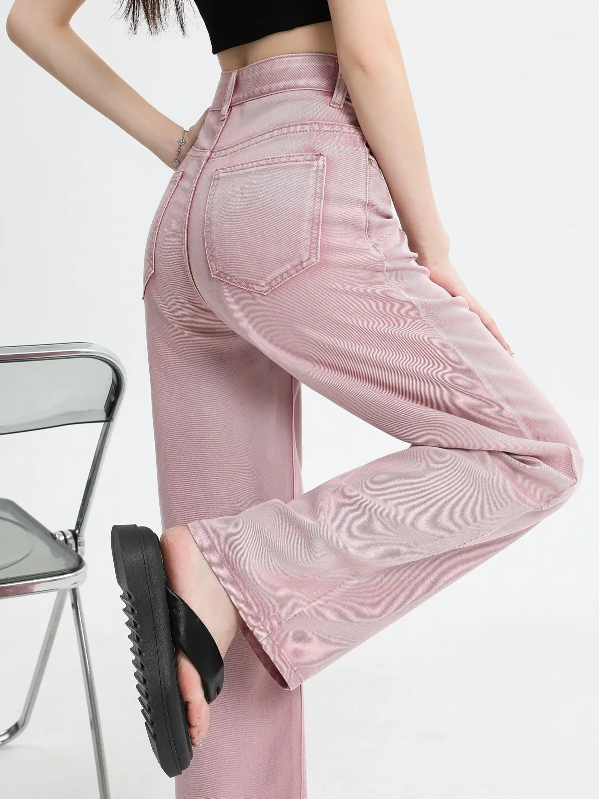 Aveline Cotton Blend Wide - Leg High Rise Jeans - Black Thesis