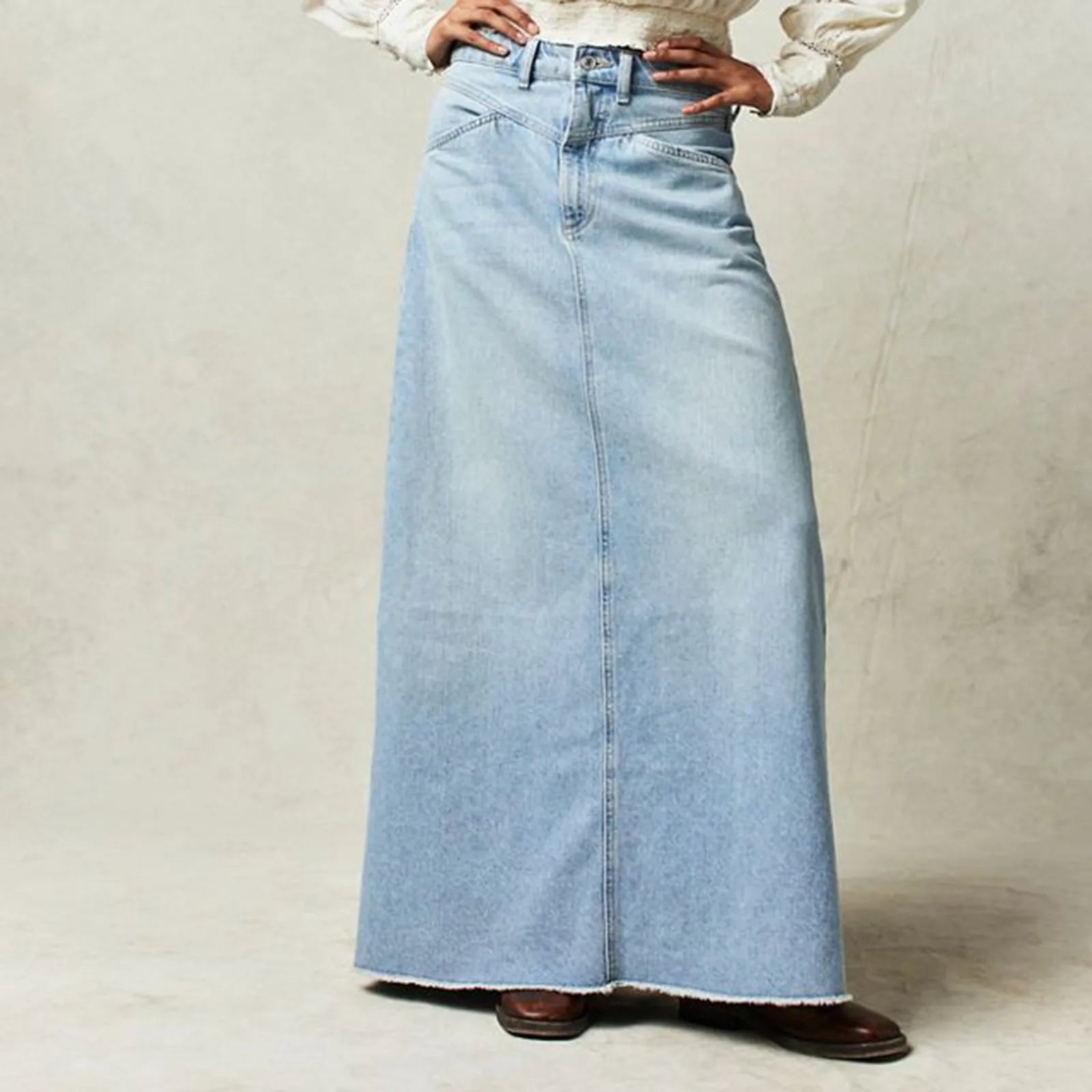 Classic High Rise Denim Maxi Skirt - Black Thesis