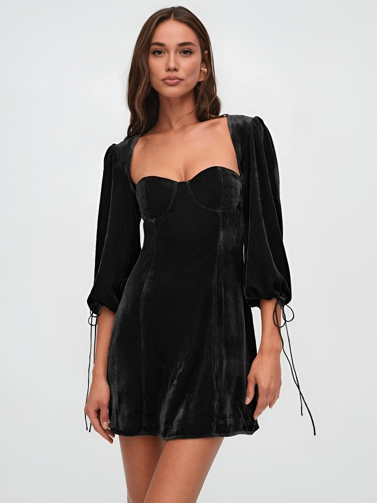 Ivy Velvet Evening Mini Dress - Black Thesis