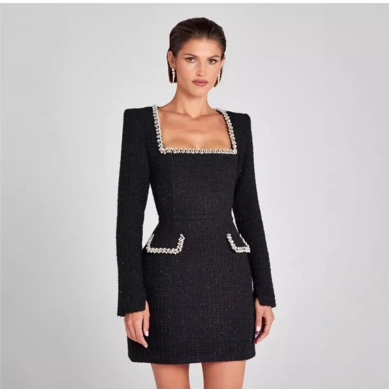 Paris Tweed Structured Mini Dress - Black Thesis
